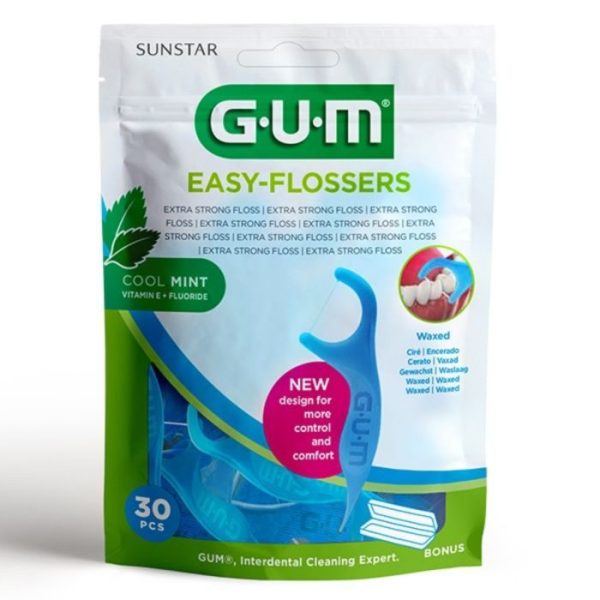 GUM EASY FLOSSERS MENTHOLE CIRE20 CURE DENT+FIL PRET A L'EMPLOI REF 890