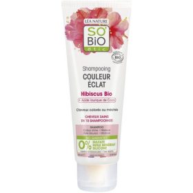 SO BIO SHAMPOING COULEUR ECLAT HIBISCUS BIO + ACIDE LAURIQUE DE COCO 250ml